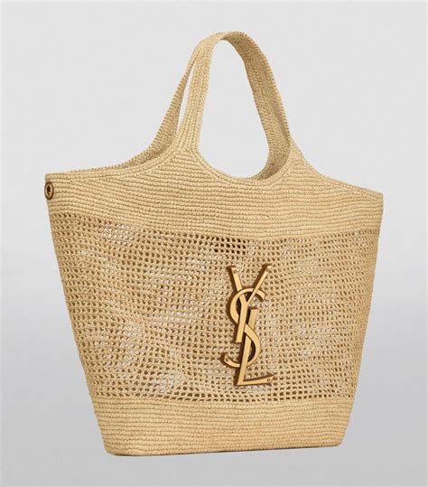 ysl raffia leare tote bag|ysl raffia beach bag.